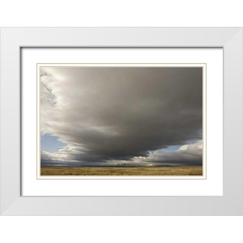 CO, North Park Storm clouds sweep across plain White Modern Wood Framed Art Print with Double Matting by Grall, Don