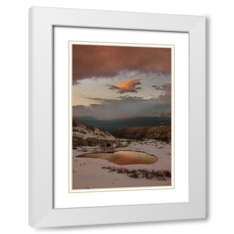 CO, Cottonwood Pass Sunset on alpine tarn White Modern Wood Framed Art Print with Double Matting by Grall, Don