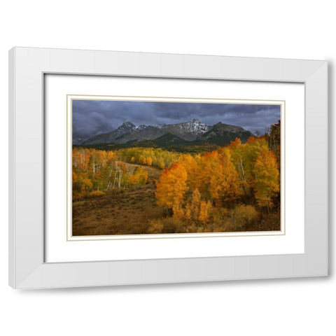 CO, Sneffels Range Dark clouds foretell a storm White Modern Wood Framed Art Print with Double Matting by Grall, Don