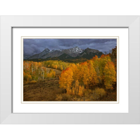 CO, Sneffels Range Dark clouds foretell a storm White Modern Wood Framed Art Print with Double Matting by Grall, Don