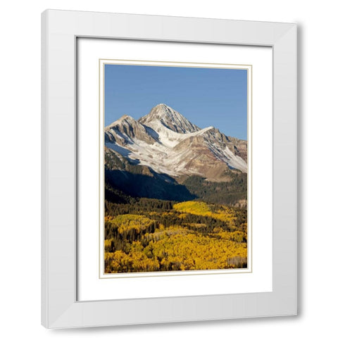 Colorado, San Juan Mts Wilson Peak in autumn White Modern Wood Framed Art Print with Double Matting by Grall, Don