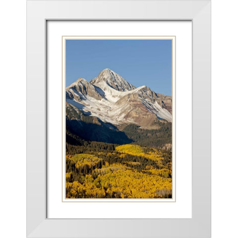 Colorado, San Juan Mts Wilson Peak in autumn White Modern Wood Framed Art Print with Double Matting by Grall, Don