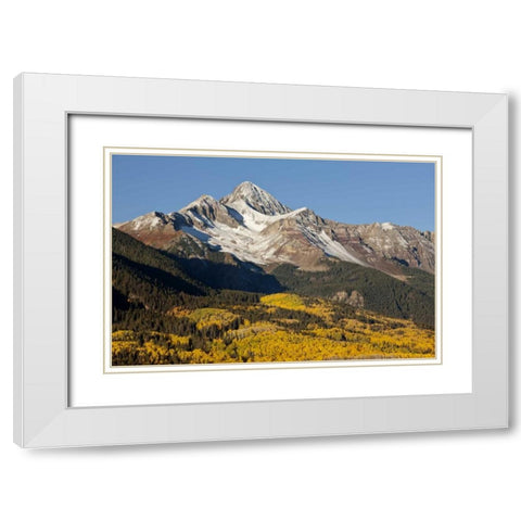 Colorado, San Juan Mts Wilson Peak in autumn White Modern Wood Framed Art Print with Double Matting by Grall, Don