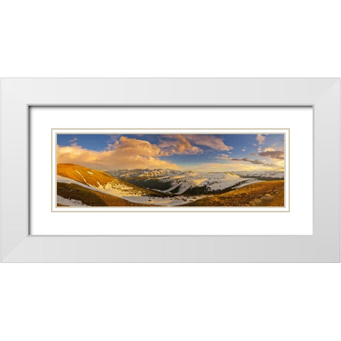 CO, Rocky Mts Overlook from Trail Ridge Road White Modern Wood Framed Art Print with Double Matting by Lord, Fred