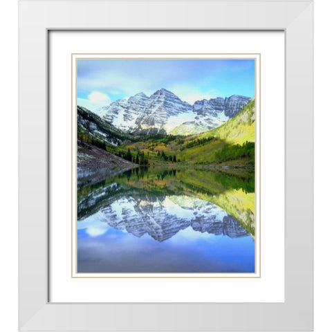 CO, Rocky Mts, Maroon Lake, Maroon Bell flowers White Modern Wood Framed Art Print with Double Matting by Talbot Frank, Christopher