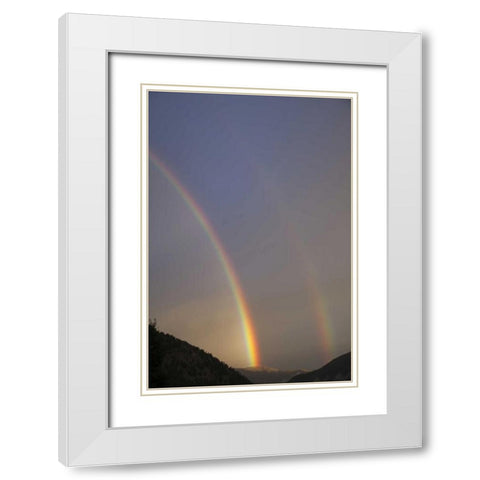 CO, Lake City A double rainbow over mountains White Modern Wood Framed Art Print with Double Matting by Flaherty, Dennis