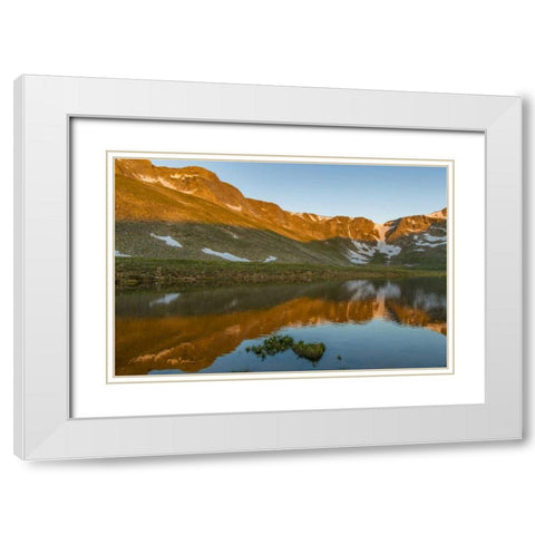 CO, Mt Evans Summit Lake reflection at sunrise White Modern Wood Framed Art Print with Double Matting by Illg, Cathy and Gordon