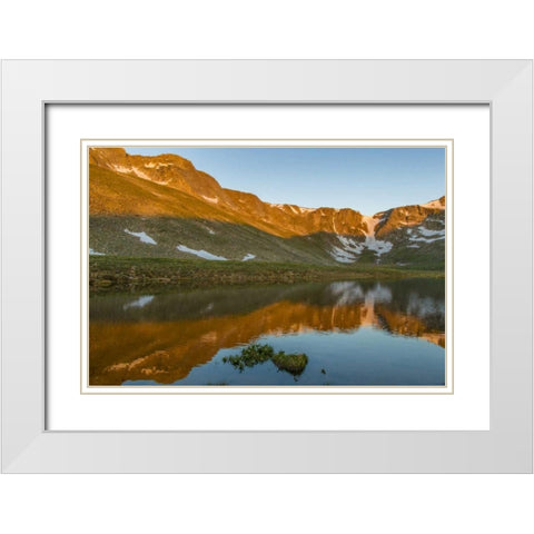 CO, Mt Evans Summit Lake reflection at sunrise White Modern Wood Framed Art Print with Double Matting by Illg, Cathy and Gordon