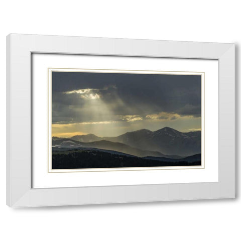 CO, Mt Evans Landscape of rain and God rays White Modern Wood Framed Art Print with Double Matting by Illg, Cathy and Gordon