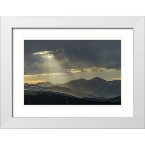 CO, Mt Evans Landscape of rain and God rays White Modern Wood Framed Art Print with Double Matting by Illg, Cathy and Gordon