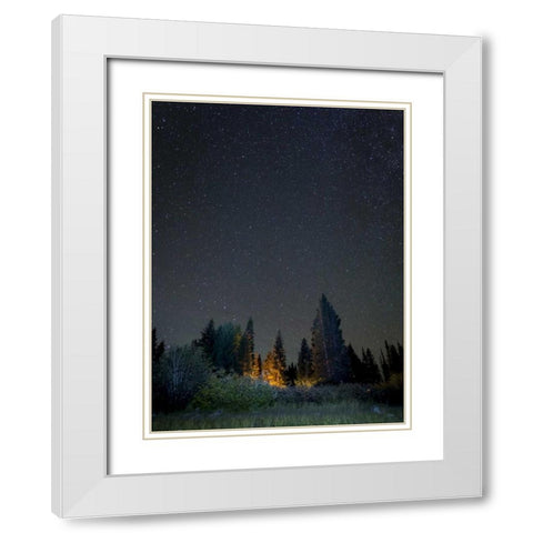 USA, Colorado Night sky at Lost Lake Slough White Modern Wood Framed Art Print with Double Matting by Paulson, Don
