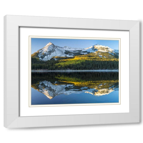 CO, East Beck Reflection in Lost Lake Slough White Modern Wood Framed Art Print with Double Matting by Paulson, Don