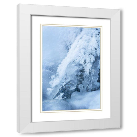 CO, Woodland Park Ice and frost on waterfall White Modern Wood Framed Art Print with Double Matting by Grall, Don