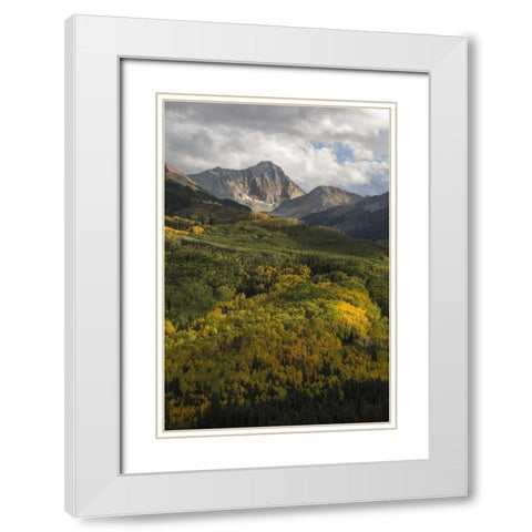 USA, Colorado Sunset on Capitol Peak and valley White Modern Wood Framed Art Print with Double Matting by Grall, Don