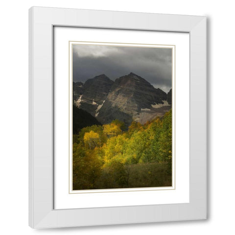 Colorado Storm over Maroon Bells peaks White Modern Wood Framed Art Print with Double Matting by Grall, Don
