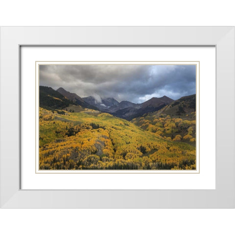 CO, White River NF, Capitol Peak Valley Storm White Modern Wood Framed Art Print with Double Matting by Grall, Don