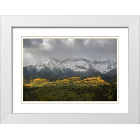 CO, Sneffels Range Morning clouds over mountains White Modern Wood Framed Art Print with Double Matting by Grall, Don