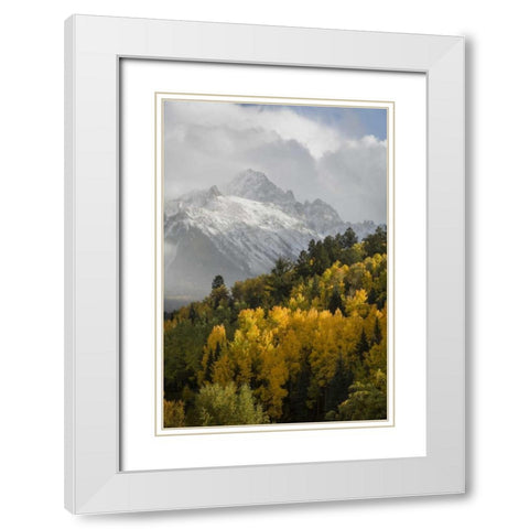 Colorado, Sneffels Range Mt Sneffels at sunset White Modern Wood Framed Art Print with Double Matting by Grall, Don