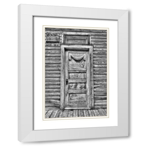 Colorado, St Elmo Weathered door in building White Modern Wood Framed Art Print with Double Matting by Flaherty, Dennis