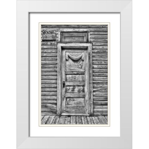 Colorado, St Elmo Weathered door in building White Modern Wood Framed Art Print with Double Matting by Flaherty, Dennis