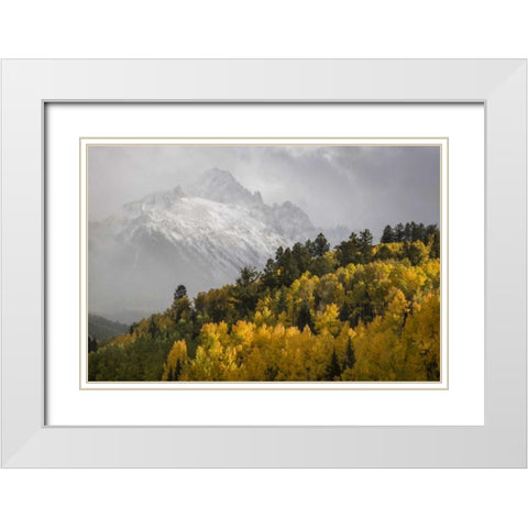 Colorado, Sneffels Range Mt Sneffels at sunset White Modern Wood Framed Art Print with Double Matting by Grall, Don