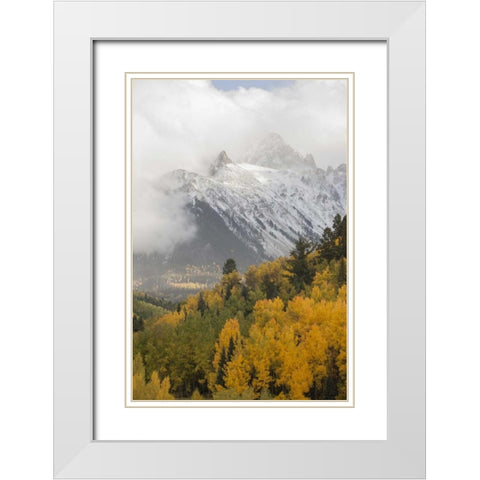 Colorado, Sneffels Range Mt Sneffels at sunset White Modern Wood Framed Art Print with Double Matting by Grall, Don