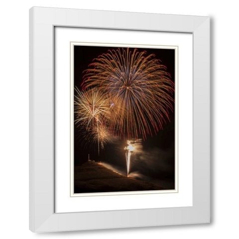 USA, Colorado, Salida July 4th fireworks display White Modern Wood Framed Art Print with Double Matting by Grall, Don