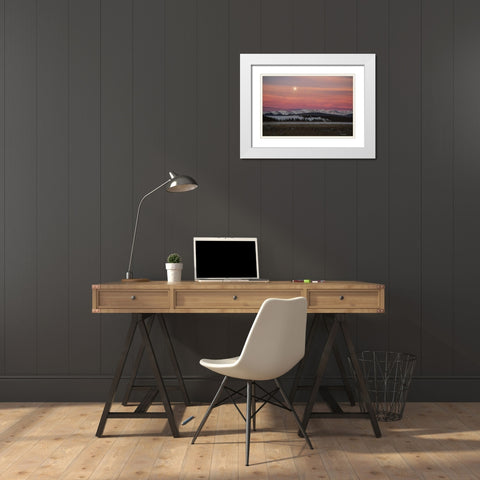 CO, Full moon and alpenglow above Mosquito Range White Modern Wood Framed Art Print with Double Matting by Grall, Don