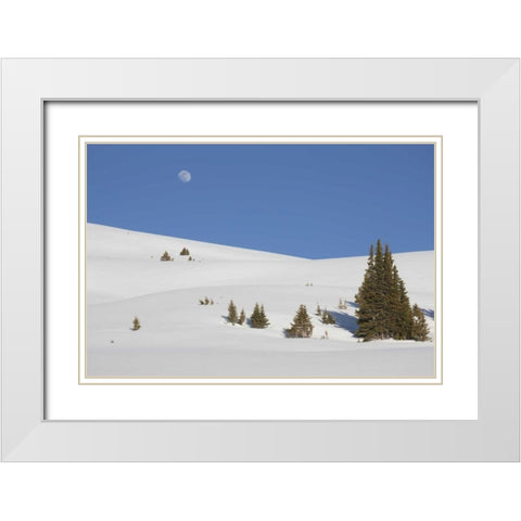 Colorado Moon rise above the Continental Divide White Modern Wood Framed Art Print with Double Matting by Grall, Don