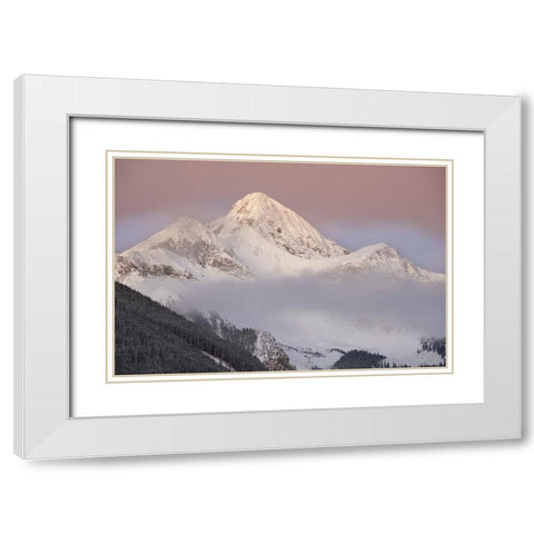 USA-Colorado-Uncompahgre National Forest Autumn sunrise on Wilson Peak White Modern Wood Framed Art Print with Double Matting by Jaynes Gallery