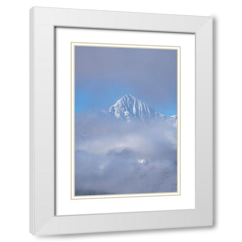 USA-Colorado-Uncompahgre National Forest Autumn sunrise on foggy Wilson Peak White Modern Wood Framed Art Print with Double Matting by Jaynes Gallery