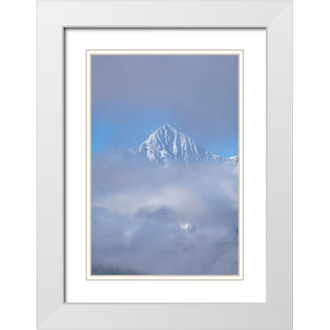 USA-Colorado-Uncompahgre National Forest Autumn sunrise on foggy Wilson Peak White Modern Wood Framed Art Print with Double Matting by Jaynes Gallery