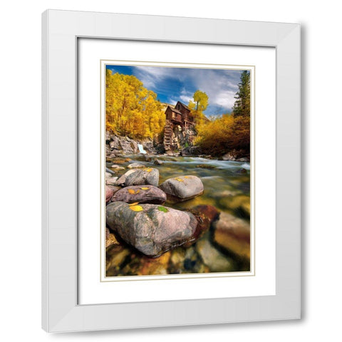 Fall at the Crystal Mill near Marble-Colorado in the Rocky Mountains White Modern Wood Framed Art Print with Double Matting by SMO