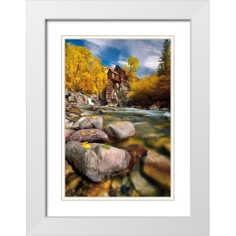 Fall at the Crystal Mill near Marble-Colorado in the Rocky Mountains White Modern Wood Framed Art Print with Double Matting by SMO