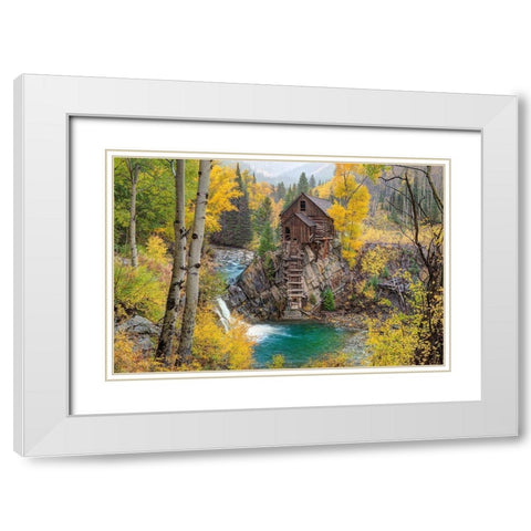 Fall at the Crystal Mill near Marble-Colorado in the Rocky Mountains White Modern Wood Framed Art Print with Double Matting by SMO