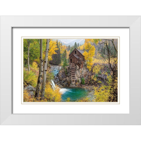Fall at the Crystal Mill near Marble-Colorado in the Rocky Mountains White Modern Wood Framed Art Print with Double Matting by SMO