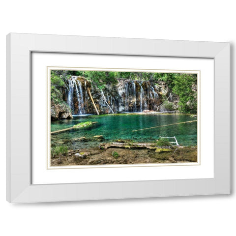 Lush and beautiful hanging lake near Glenwood springs in the Colorado Rocky Mountains White Modern Wood Framed Art Print with Double Matting by SMO