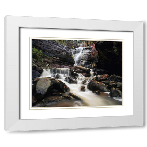 Hayes Creek Falls in Colorado Rocky Mountains near Redstone White Modern Wood Framed Art Print with Double Matting by SMO