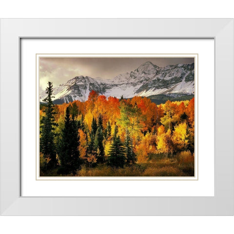 Wilson Peak near Telluride in the Colorado Rocky Mountains White Modern Wood Framed Art Print with Double Matting by SMO