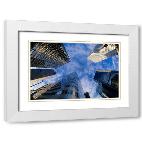 Looking up into Denver-Colorado skyline White Modern Wood Framed Art Print with Double Matting by SMO