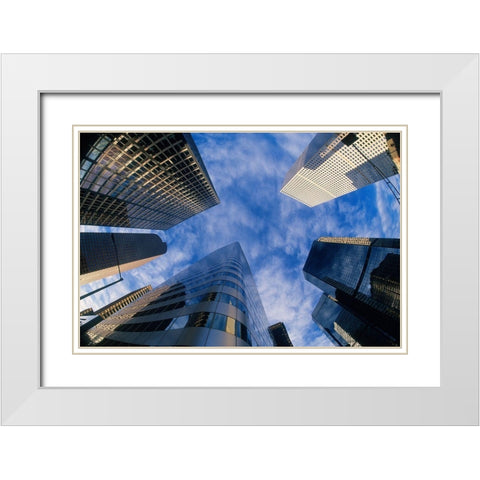 Looking up into Denver-Colorado skyline White Modern Wood Framed Art Print with Double Matting by SMO
