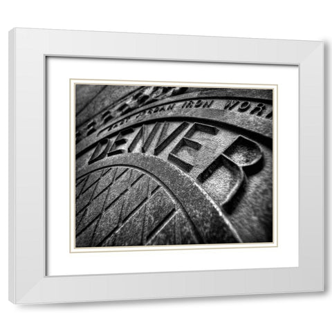 Denver-Colorado manhole cover White Modern Wood Framed Art Print with Double Matting by SMO