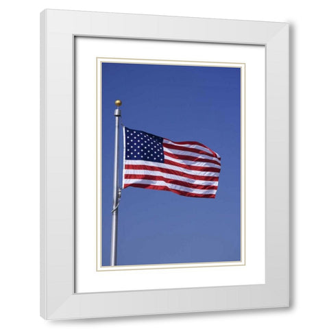 Washington DC, Washington Monument US flag White Modern Wood Framed Art Print with Double Matting by Flaherty, Dennis