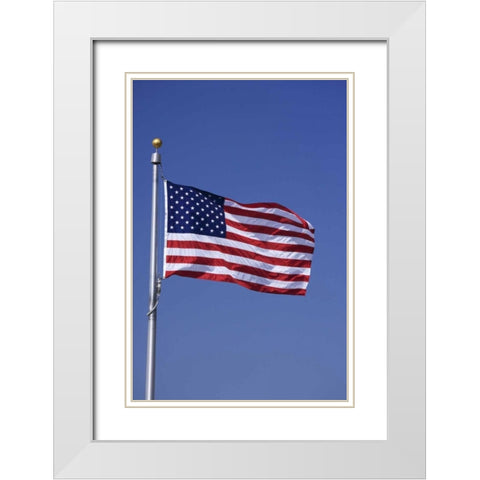 Washington DC, Washington Monument US flag White Modern Wood Framed Art Print with Double Matting by Flaherty, Dennis