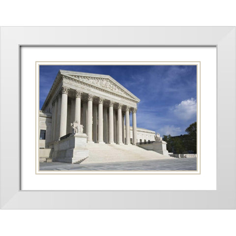 Washington, DC, Supreme Court Building Exterior White Modern Wood Framed Art Print with Double Matting by Flaherty, Dennis