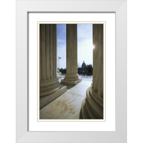 Washington DC, The Capitol Building White Modern Wood Framed Art Print with Double Matting by Flaherty, Dennis