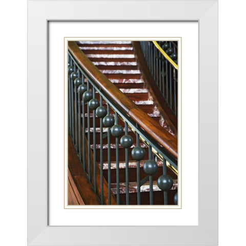 Washington DC, Stairway inside a train depot White Modern Wood Framed Art Print with Double Matting by Flaherty, Dennis