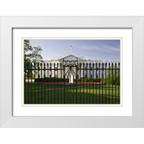 USA, Washington, DC -the Whitehouse White Modern Wood Framed Art Print with Double Matting by Flaherty, Dennis