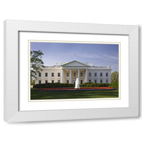 Washington DC, The White House White Modern Wood Framed Art Print with Double Matting by Flaherty, Dennis