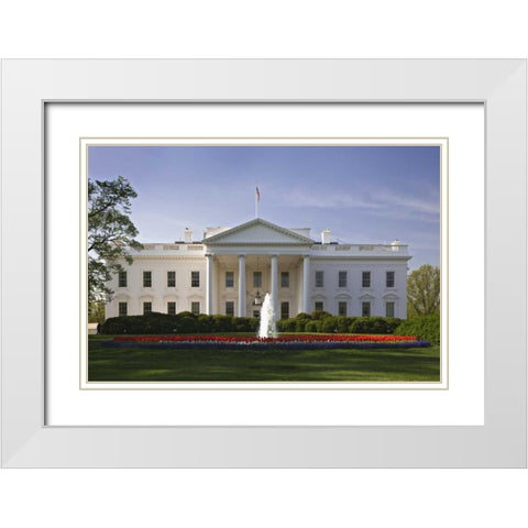 Washington DC, The White House White Modern Wood Framed Art Print with Double Matting by Flaherty, Dennis